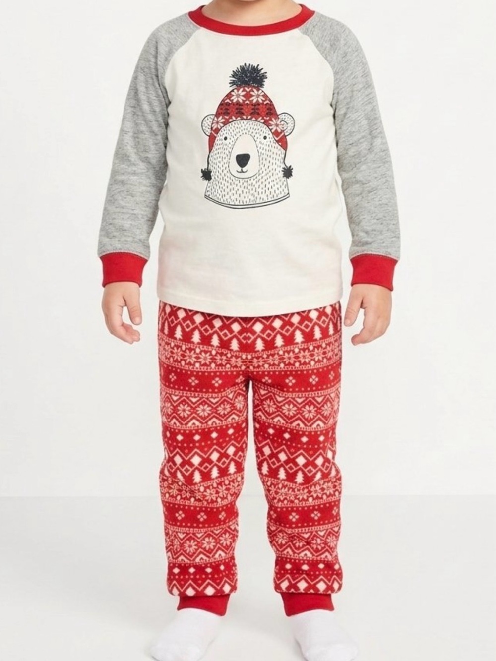 Wondershop Kids Holiday Pajama Set in Red & Gray Bear Fair Isle NWT Sz-3T. FFF20